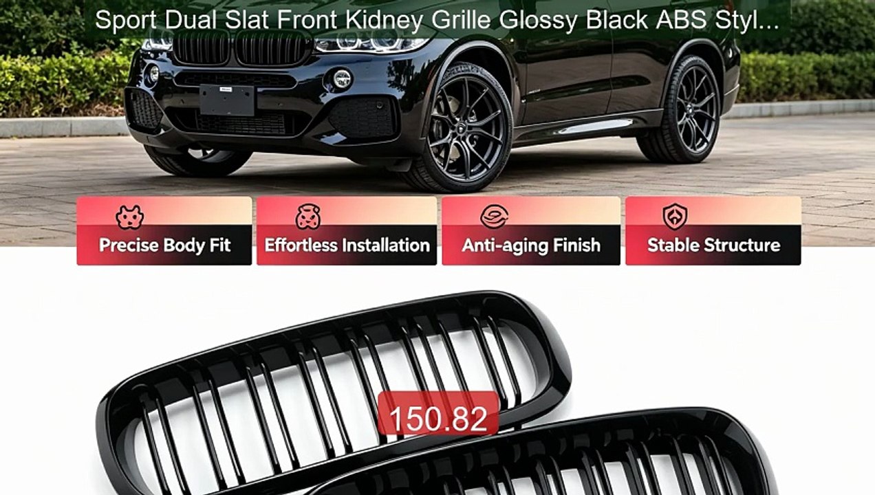 Sport Dual Slat Front Kidney Grille Glossy Black ABS Styling Upgra... -- Best Deal 2026 | Shop Now!