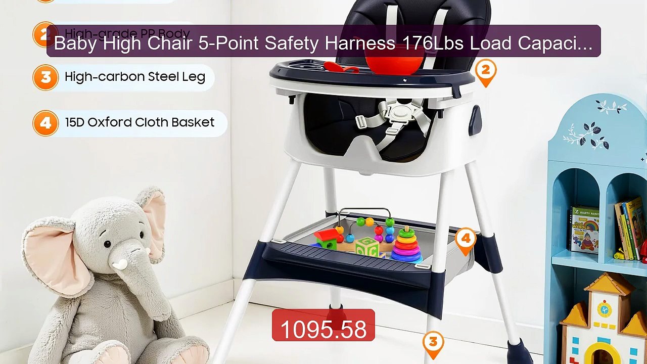 Baby High Chair 5-Point Safety Harness 176Lbs Load Capacity Adjust... -- Best Deal 2026 | Shop Now!