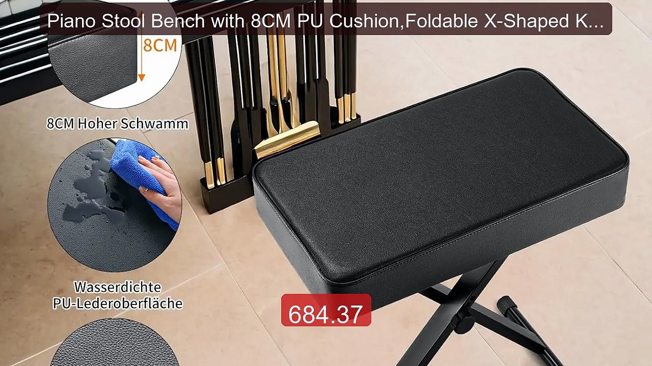 Piano Stool Bench with 8CM PU Cushion,Foldable X-Shaped Key... -- Top Pick 2026 | Unbeatable Price!