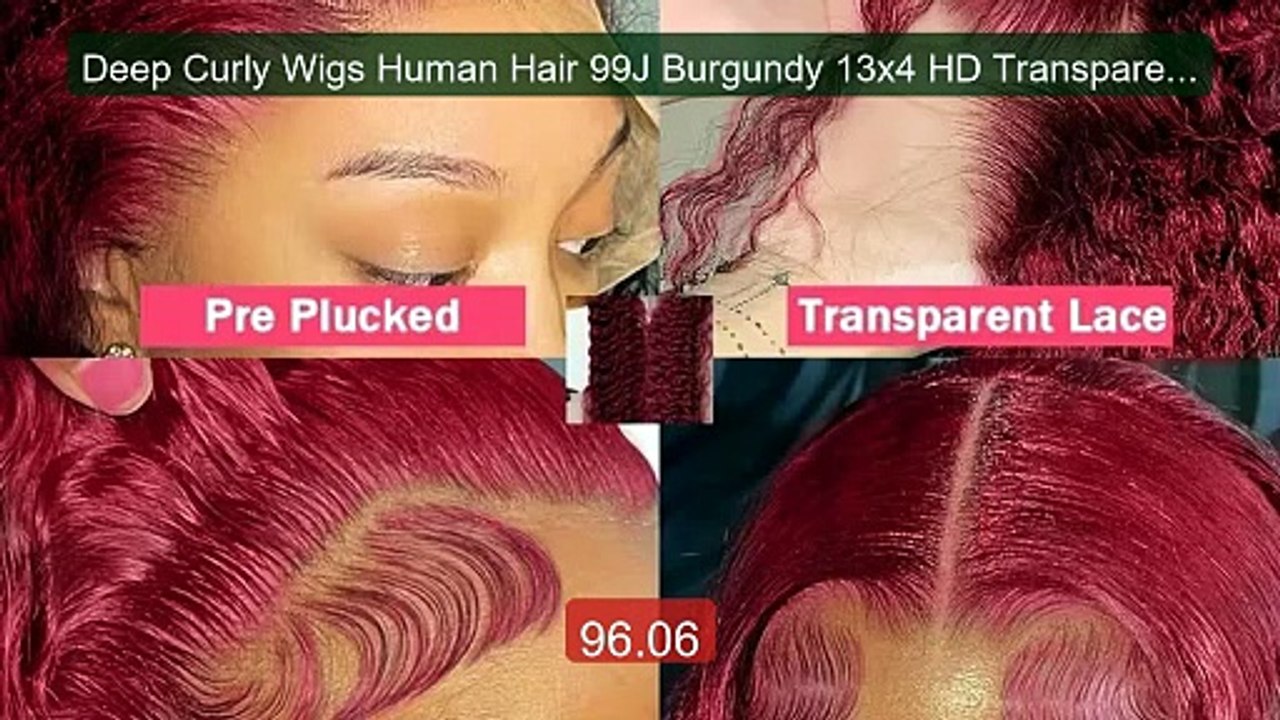 Deep Curly Wigs Human Hair 99J Burgundy 13x4 HD Transparent Lace Fr... -- Top Rated 2026 | Buy Now!