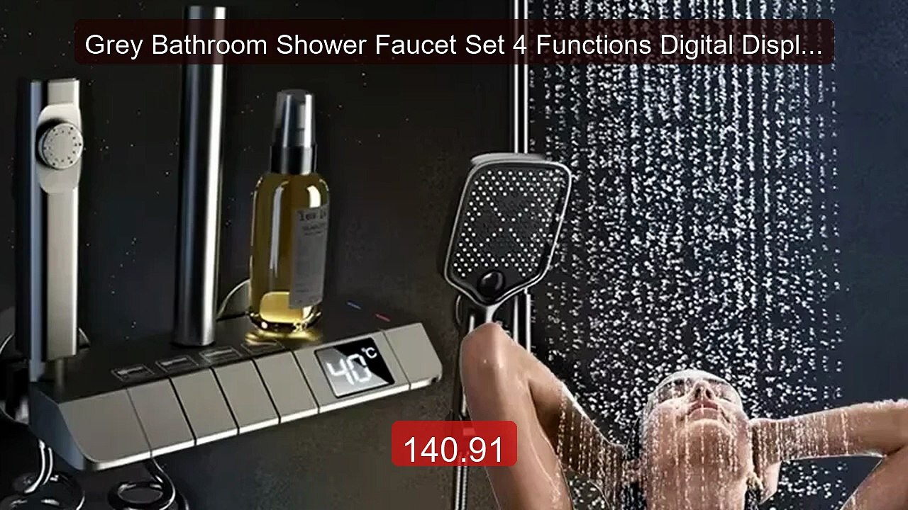 Grey Bathroom Shower Faucet Set 4 Functions Digital Display... -- Top Pick 2026 | Unbeatable Price!