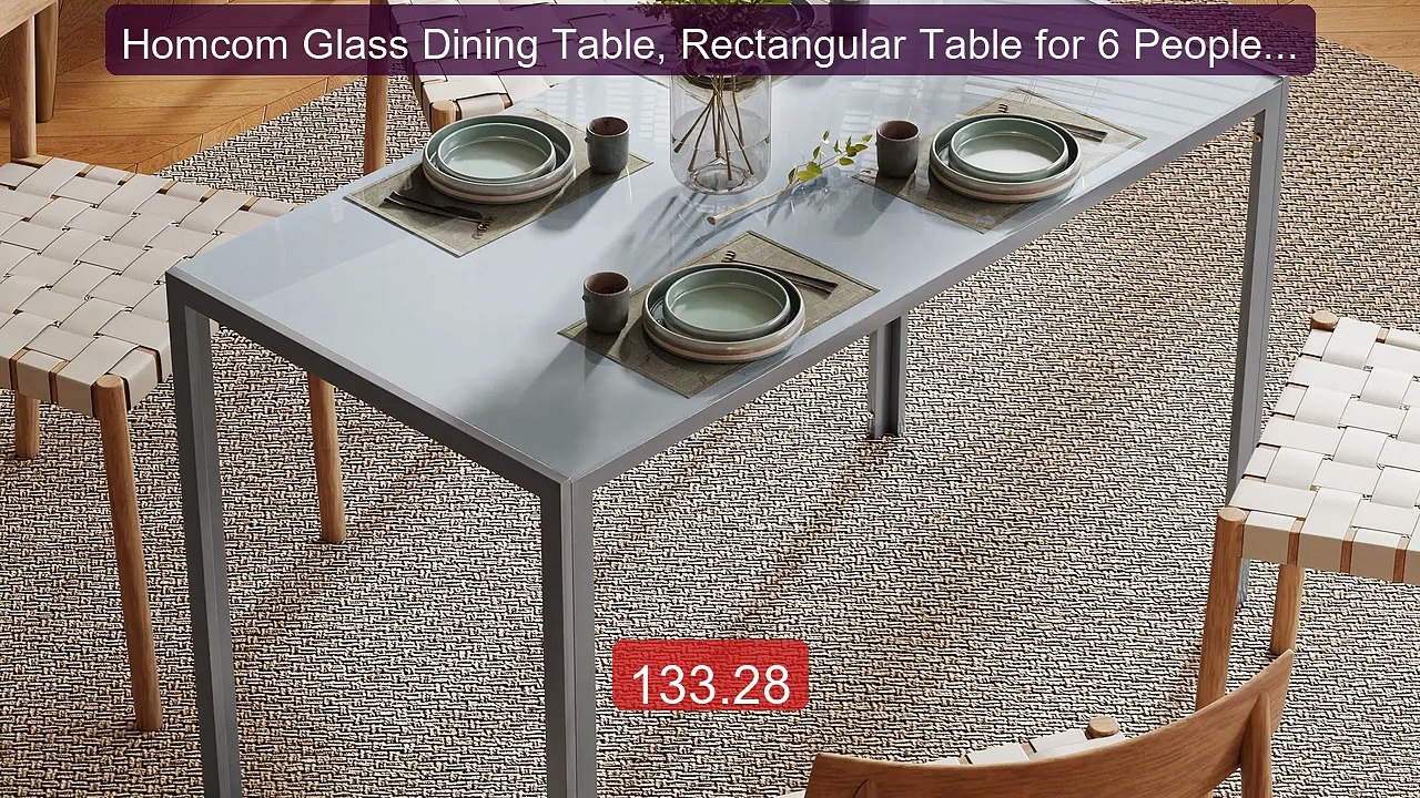 Homcom Glass Dining Table, Rectangular Table for 6 People with Met... -- Best Deal 2026 | Shop Now!