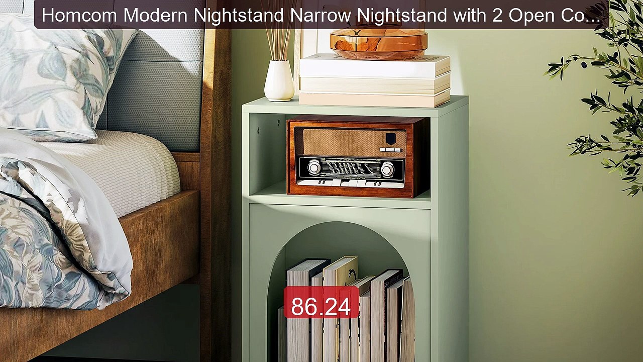 Homcom Modern Nightstand Narrow Nightstand with 2 Open Compartment... -- Best Deal 2026 | Shop Now!