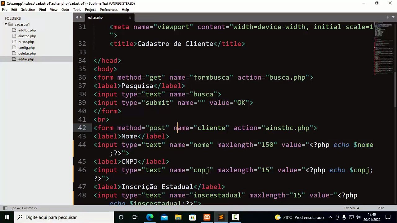 Aula 08 _ Cadastro de Cliente com PHP e MySQL_ Atualizando Dados com UPDATE