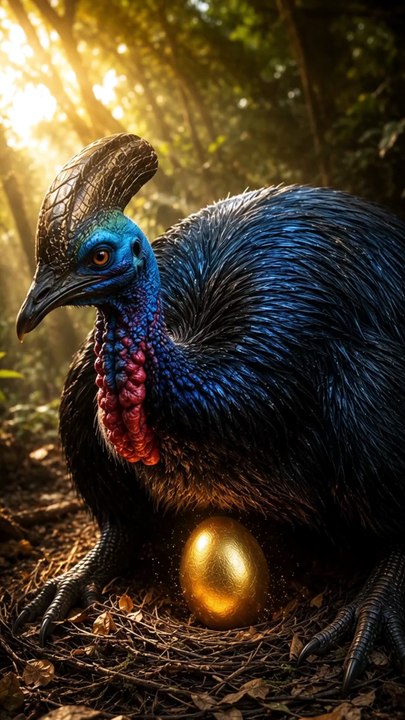 🥚✨ What if a cassowary laid a golden egg_ Step into a magical fantasy adventure where imagination turns the ordinary into the extraordinary! 🌟  #Cassowary #GoldenEgg #Fantasy #MythicalStory