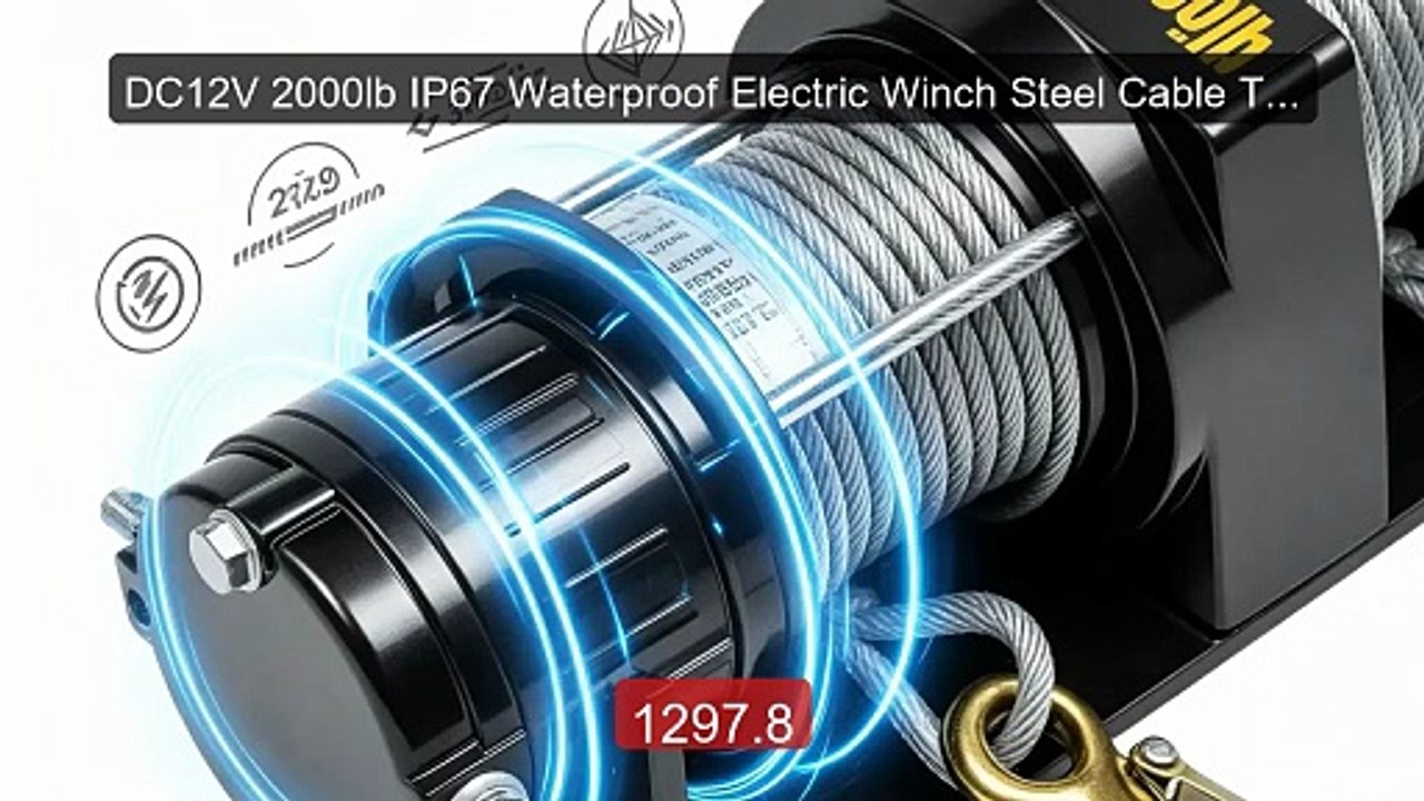 DC12V 2000lb IP67 Waterproof Electric Winch Steel Cable Towing Winc... -- Top Rated 2026 | Buy Now!