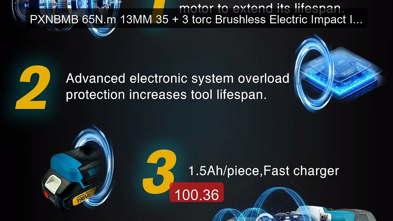 PXNBMB 65N.m 13MM 35 + 3 torc Brushless Electric Impact Impact Cor... -- Best Deal 2026 | Shop Now!