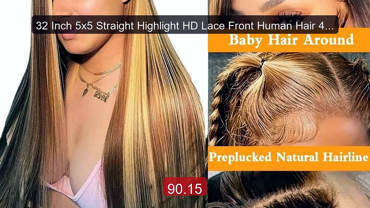 32 Inch 5x5 Straight Highlight HD Lace Front Human Hair 4x4 13... -- Best Buy 2026 | Great Quality!