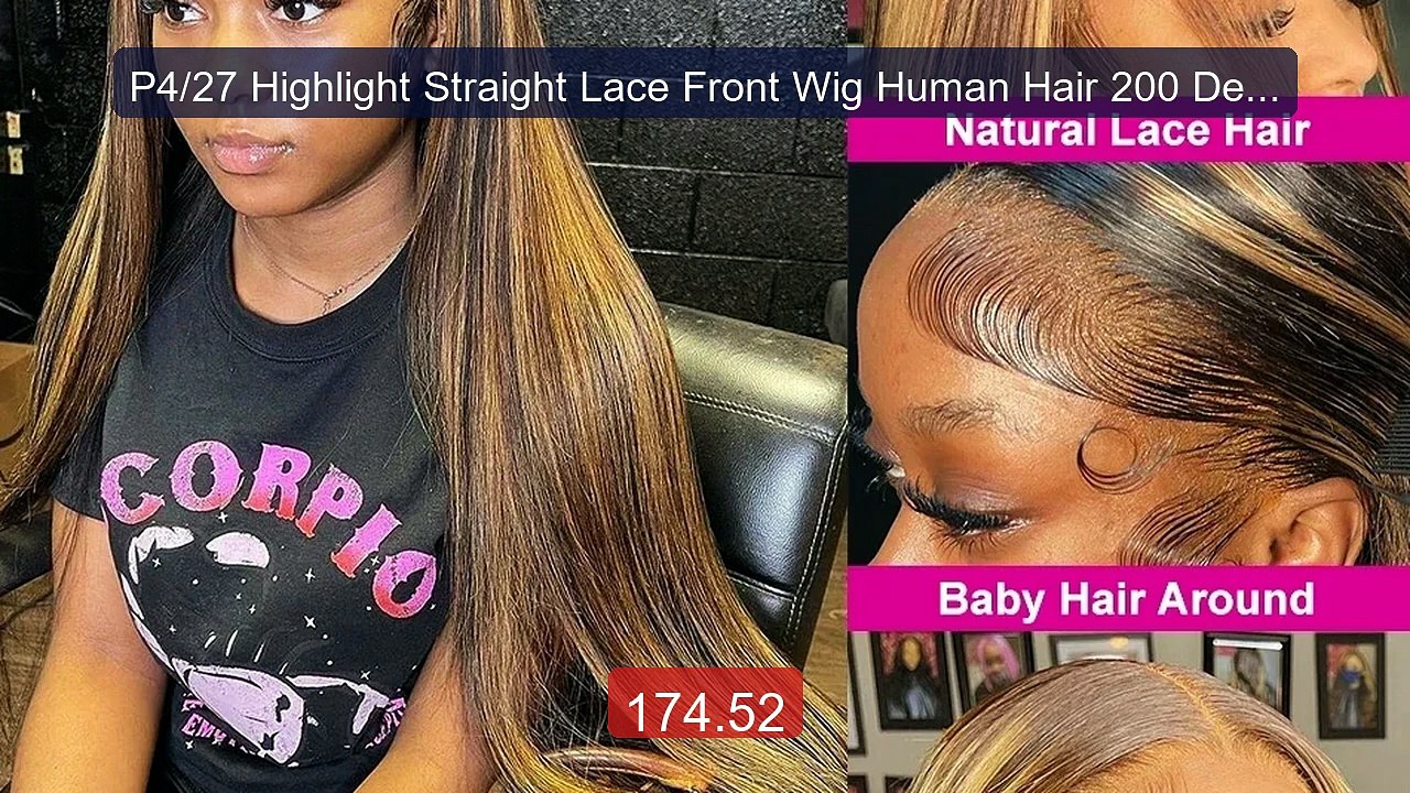 P4/27 Highlight Straight Lace Front Wig Human Hair 200 Density... -- Hot Deal 2026 | Limited Offer!