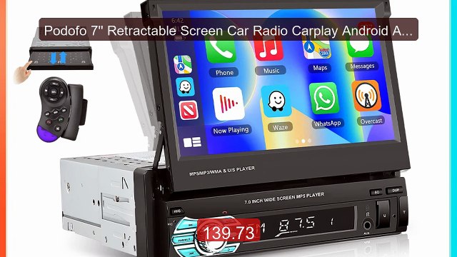 Podofo 7'' Retractable Screen Car Radio Carplay Android Auto MP5 Mu... Top Rated 2026 | Buy Now!