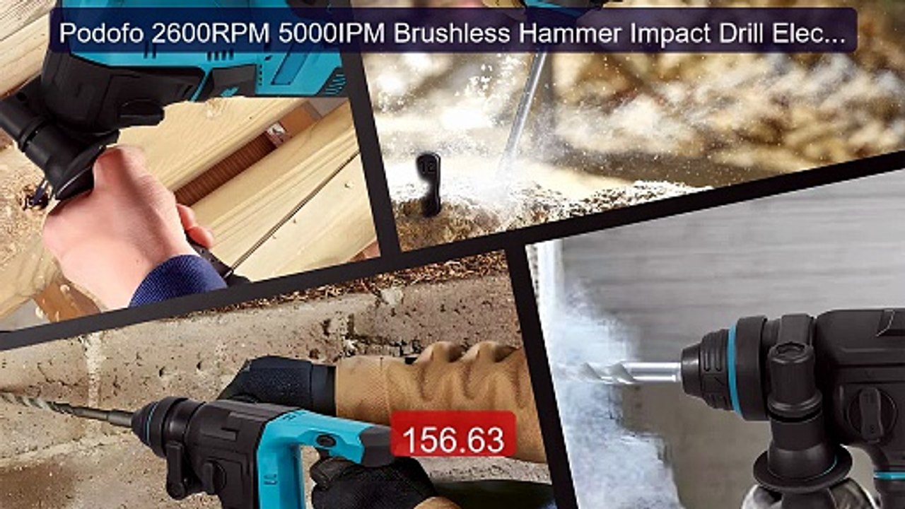 Podofo 2600RPM 5000IPM Brushless Hammer Impact Drill Electric ... -- Hot Deal 2026 | Limited Offer!