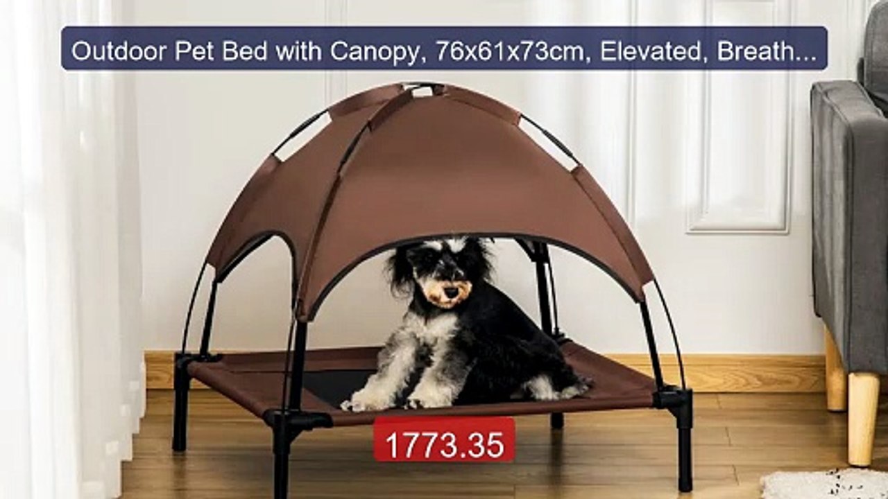 Outdoor Pet Bed with Canopy, 76x61x73cm, Elevated, Breathab... -- Top Pick 2026 | Unbeatable Price!