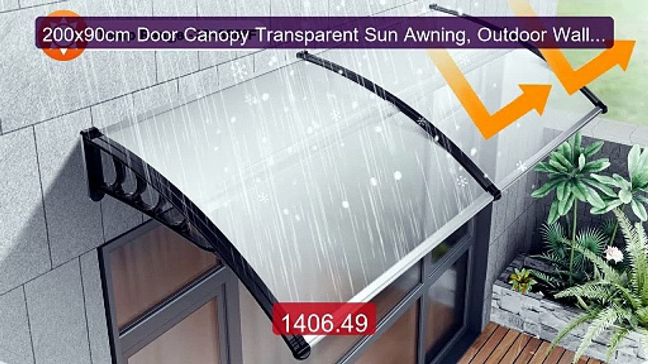200x90cm Door Canopy Transparent Sun Awning, Outdoor Wall Mounted S... -- Top Rated 2026 | Buy Now!