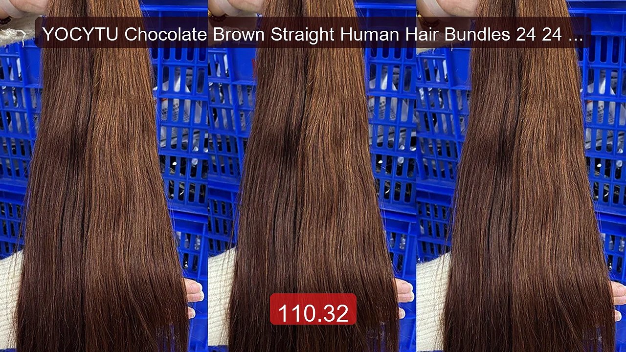 YOCYTU Chocolate Brown Straight Human Hair Bundles 24 24 24 In... -- Best Buy 2026 | Great Quality!