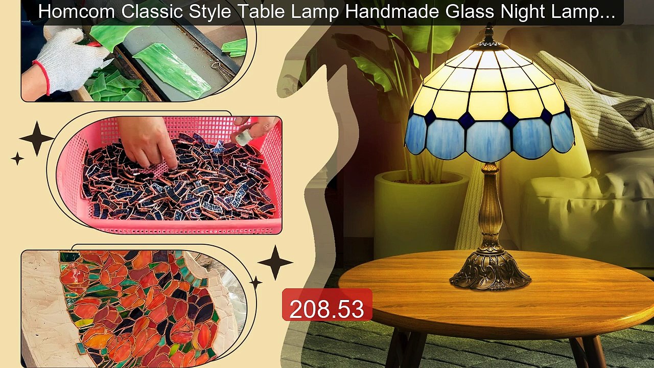 Homcom Classic Style Table Lamp Handmade Glass Night Lamp for... -- Amazing Value 2026 | Must Have!