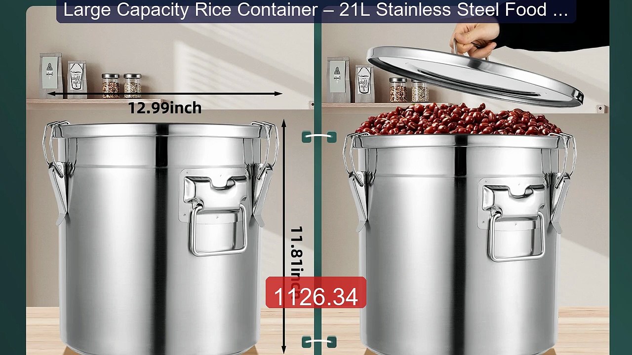 Large Capacity Rice Container – 21L Stainless Steel Food Stor... -- Amazing Value 2026 | Must Have!