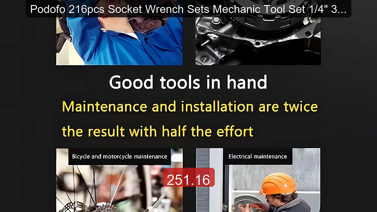 Podofo 216pcs Socket Wrench Sets Mechanic Tool Set 1/4" 3/8" ... -- Amazing Value 2026 | Must Have!