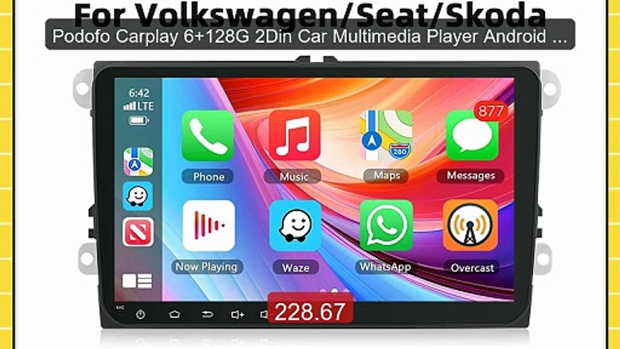 Podofo Carplay 6+128G 2Din Car Multimedia Player Android Auto ... -- Best Buy 2026 | Great Quality!