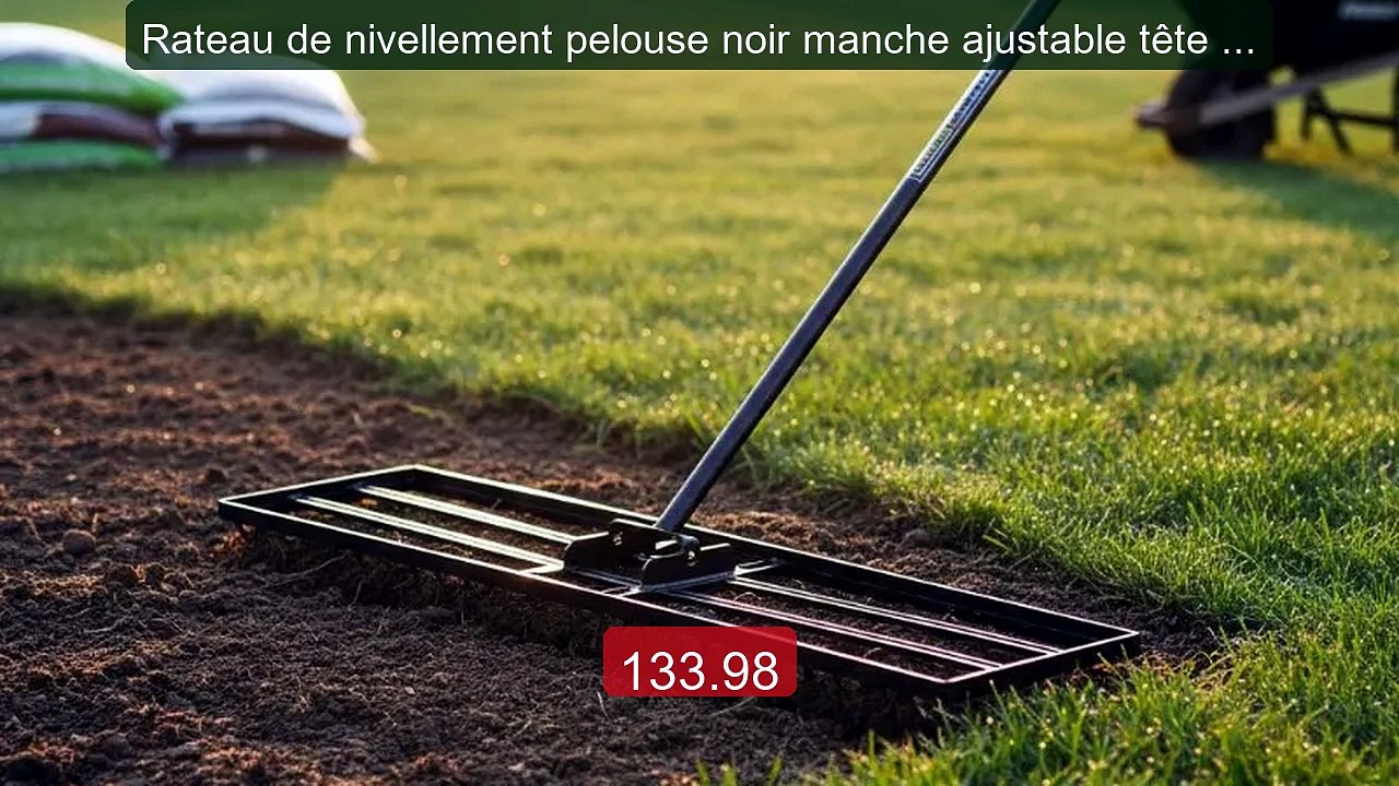 Rateau de nivellement pelouse noir manche ajustable tête U rot... -- Best Buy 2026 | Great Quality!