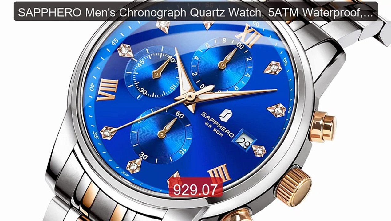 SAPPHERO Men's Chronograph Quartz Watch, 5ATM Waterproof, Busi... -- Hot Deal 2026 | Limited Offer!