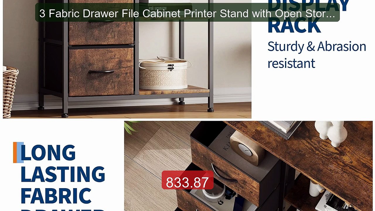 3 Fabric Drawer File Cabinet Printer Stand with Open Storage S... -- Best Buy 2026 | Great Quality!