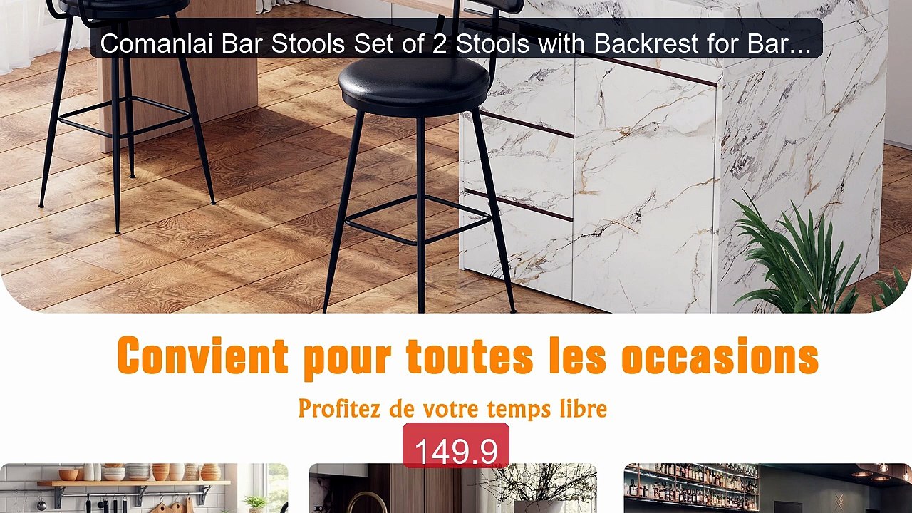 Comanlai Bar Stools Set of 2 Stools with Backrest for Bar Table Ar... -- Best Deal 2026 | Shop Now!