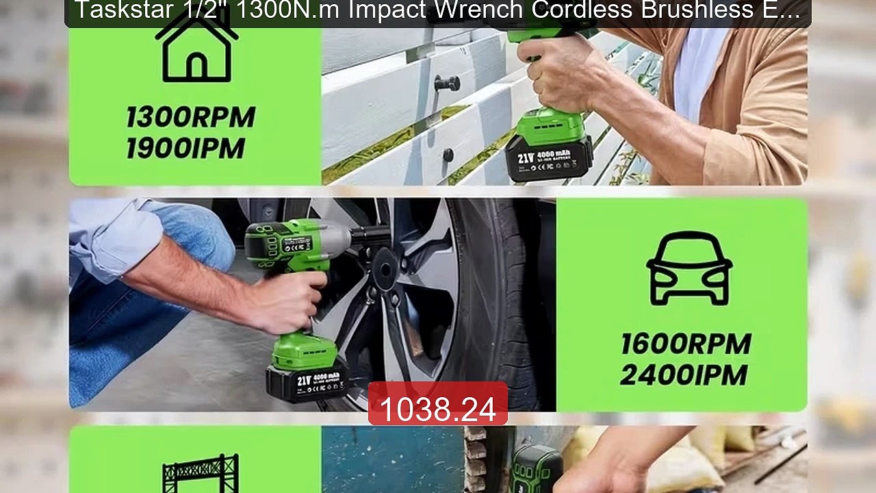 Taskstar 1/2'' 1300N.m Impact Wrench Cordless Brushless Electric W... -- Best Deal 2026 | Shop Now!