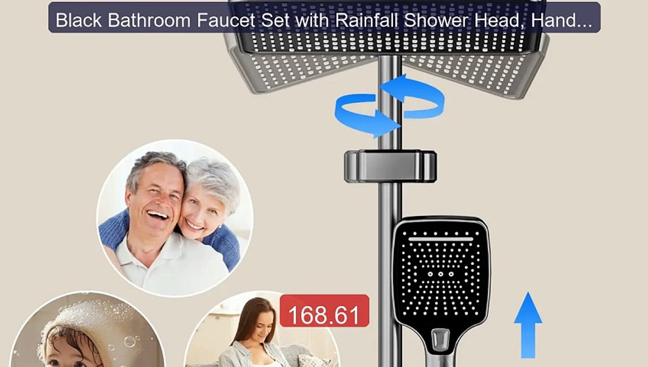 Black Bathroom Faucet Set with Rainfall Shower Head, Handheld ... -- Best Buy 2026 | Great Quality!