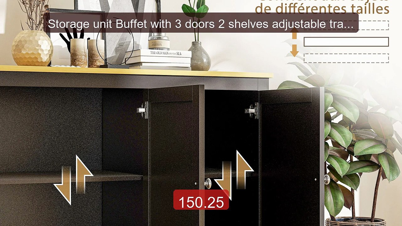 Storage unit Buffet with 3 doors 2 shelves adjustable tray light d... -- Best Deal 2026 | Shop Now!