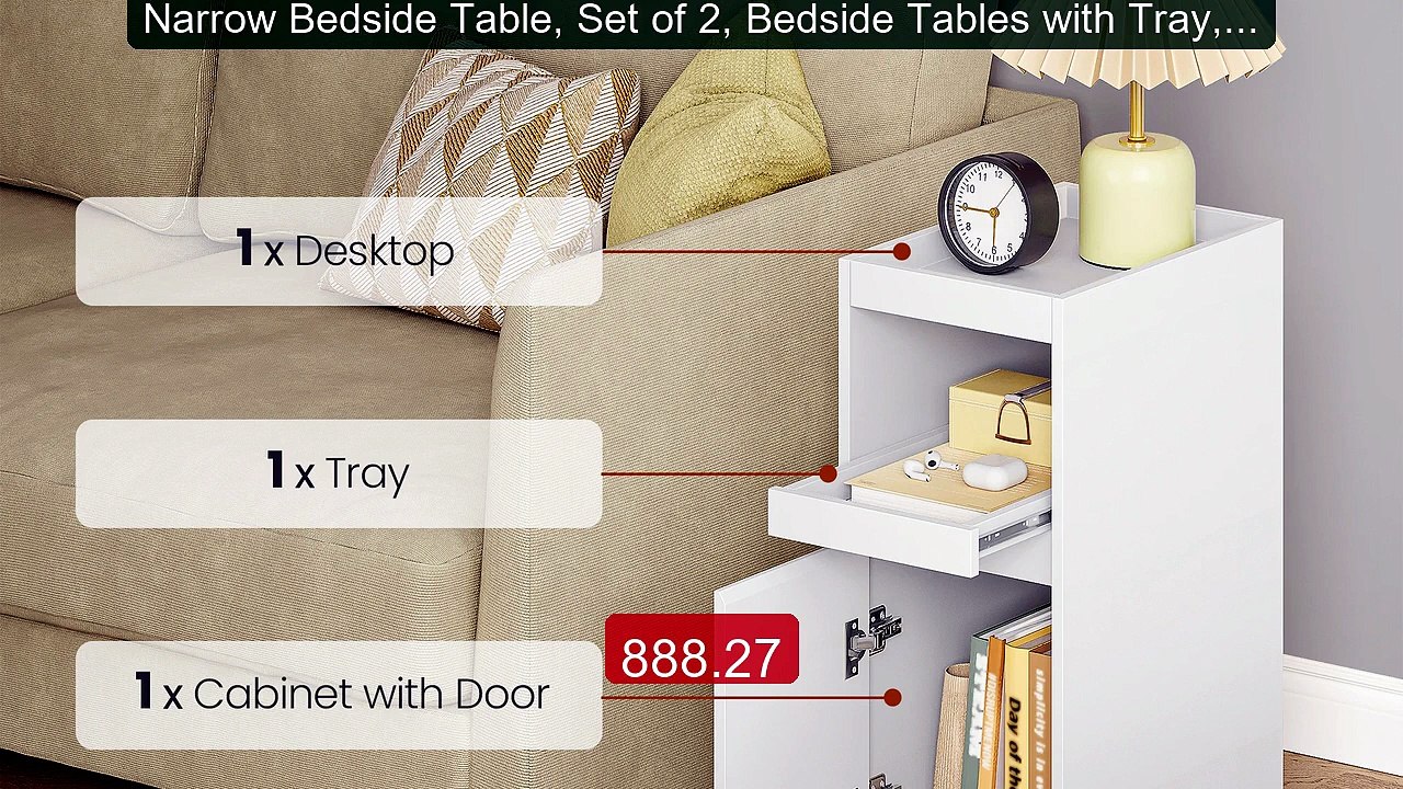 Narrow Bedside Table, Set of 2, Bedside Tables with Tray, Side Tab... -- Best Deal 2026 | Shop Now!