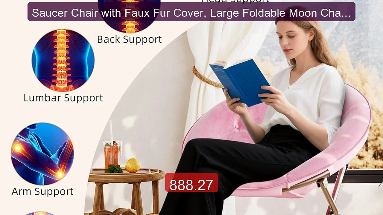 Saucer Chair with Faux Fur Cover, Large Foldable Moon Chair fo... -- Best Buy 2026 | Great Quality!