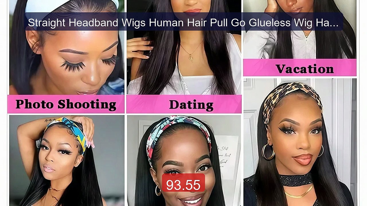 Straight Headband Wigs Human Hair Pull Go Glueless Wig Half Wi... -- Best Buy 2026 | Great Quality!