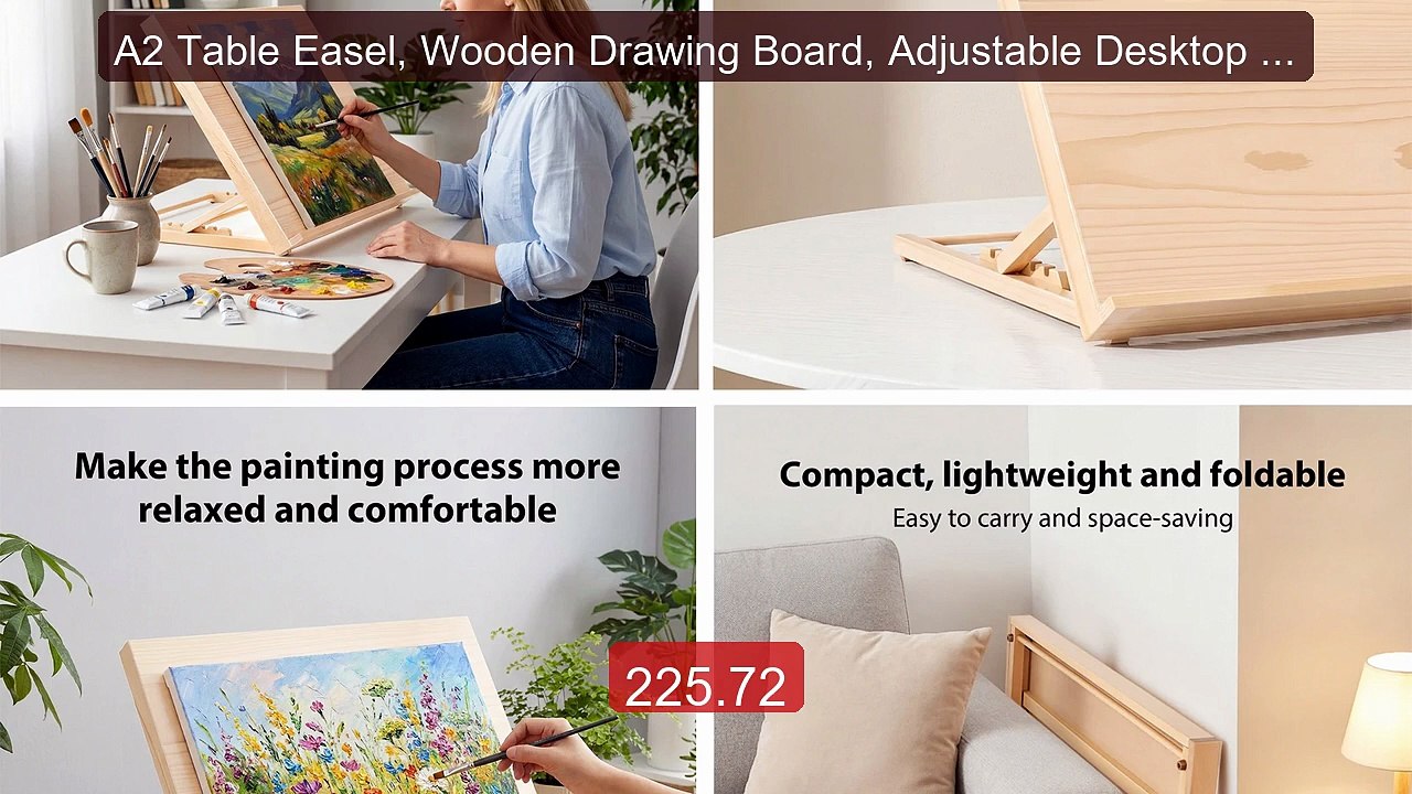 A2 Table Easel, Wooden Drawing Board, Adjustable Desktop Wo... -- Top Pick 2026 | Unbeatable Price!