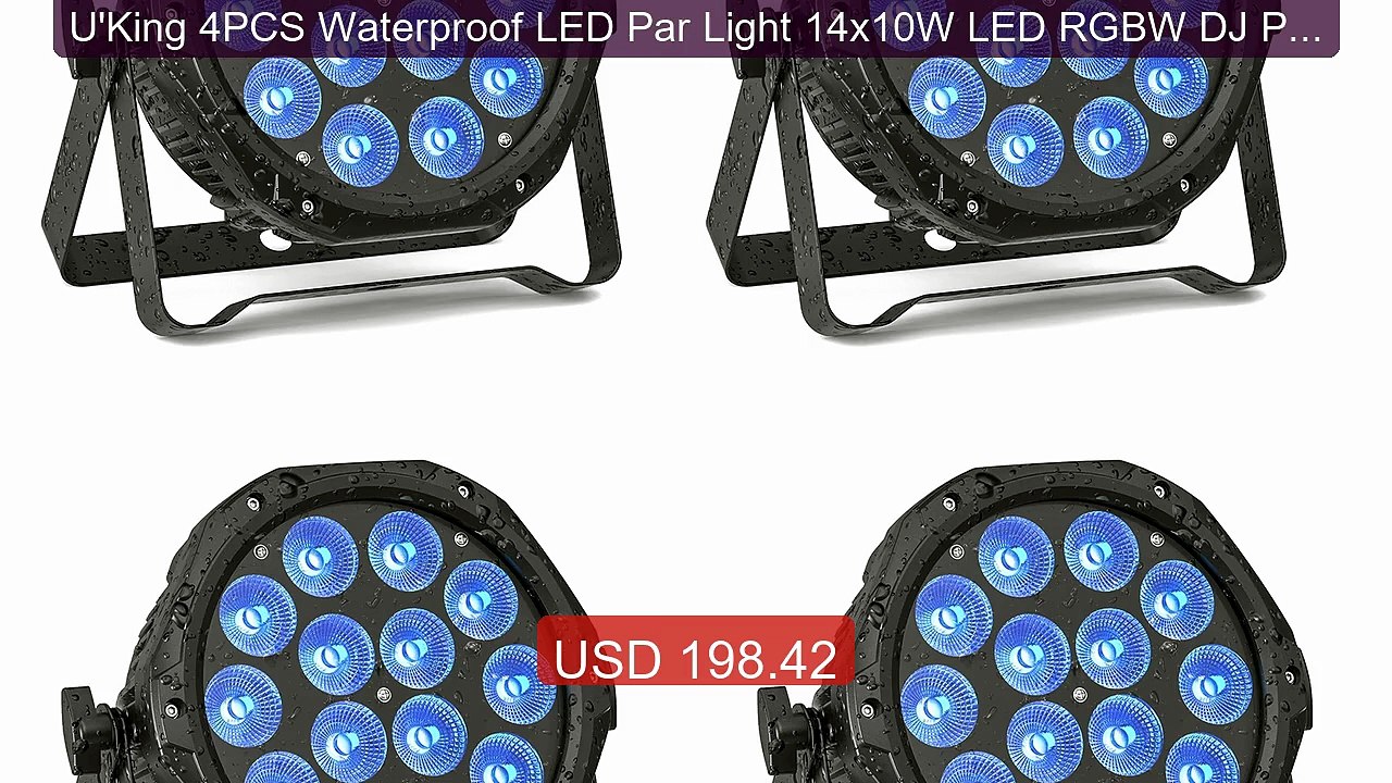 U'King 4PCS Waterproof LED Par Light 14x10W LED RGBW DJ Party ... -- Hot Deal 2026 | Limited Offer!