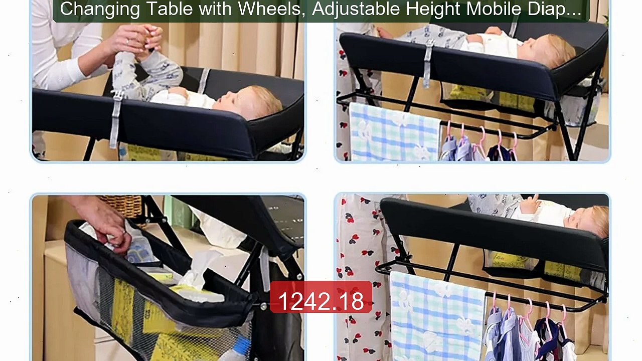 Changing Table with Wheels, Adjustable Height Mobile Diaper St... -- Hot Deal 2026 | Limited Offer!