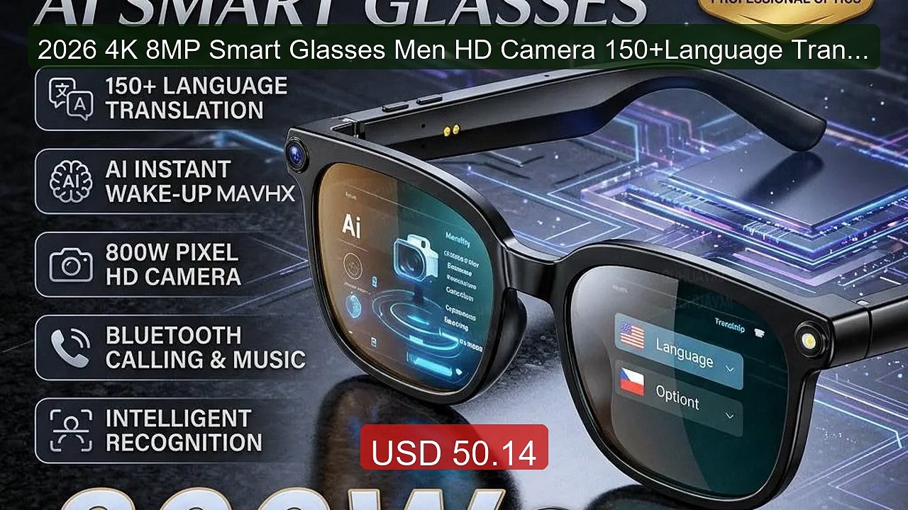 2026 4K 8MP Smart Glasses Men HD Camera 150+Language Translation C... -- Best Deal 2026 | Shop Now!