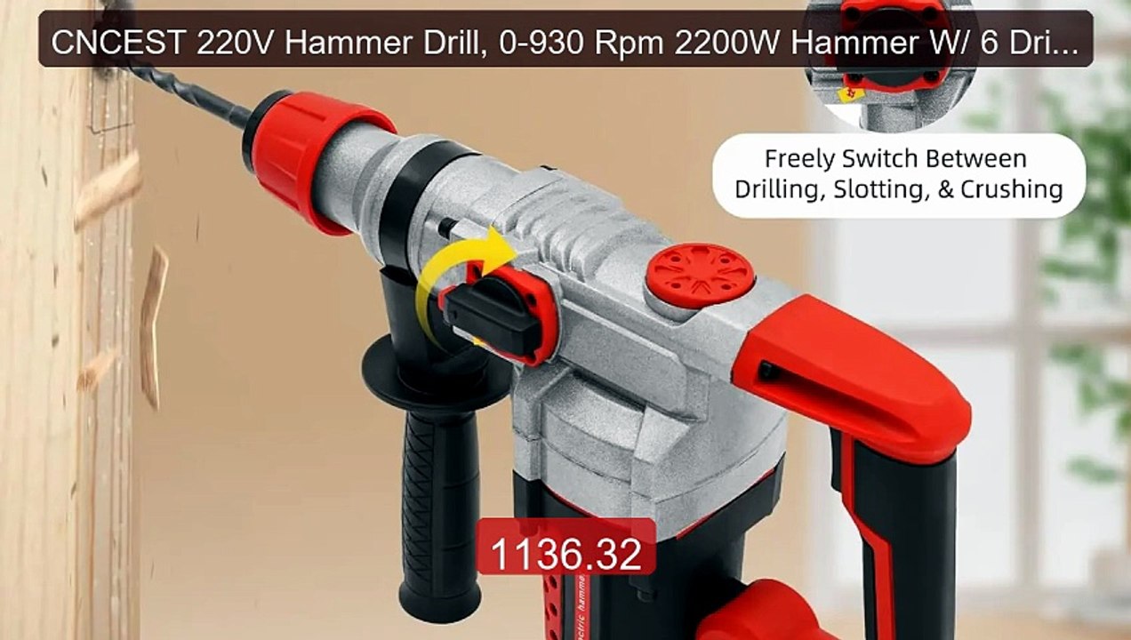 CNCEST 220V Hammer Drill, 0-930 Rpm 2200W Hammer W/ 6 Drill Tips& ... -- Best Deal 2026 | Shop Now!