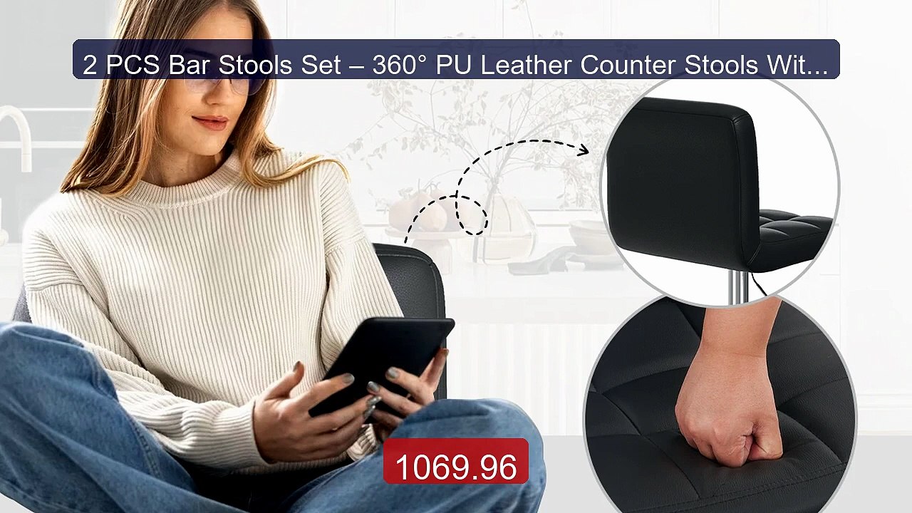 2 PCS Bar Stools Set – 360° PU Leather Counter Stools With Footrest... -- Top Rated 2026 | Buy Now!