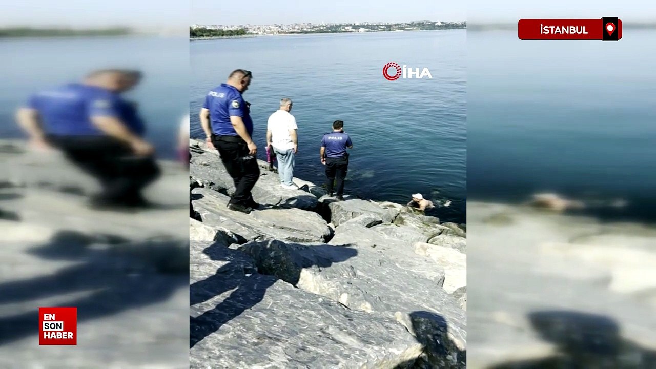 İstanbul Avcılar'da intihar etmek için kayalıklara çıkı denize düştü
