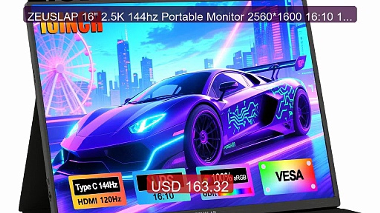ZEUSLAP 16" 2.5K 144hz Portable Monitor 2560*1600 16:10 100%sR... -- Hot Deal 2026 | Limited Offer!