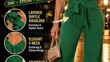 Women's Elegant V-Neck Wide Leg Jumpsuit | Chic One-Piece Outfit | Trend Pickz