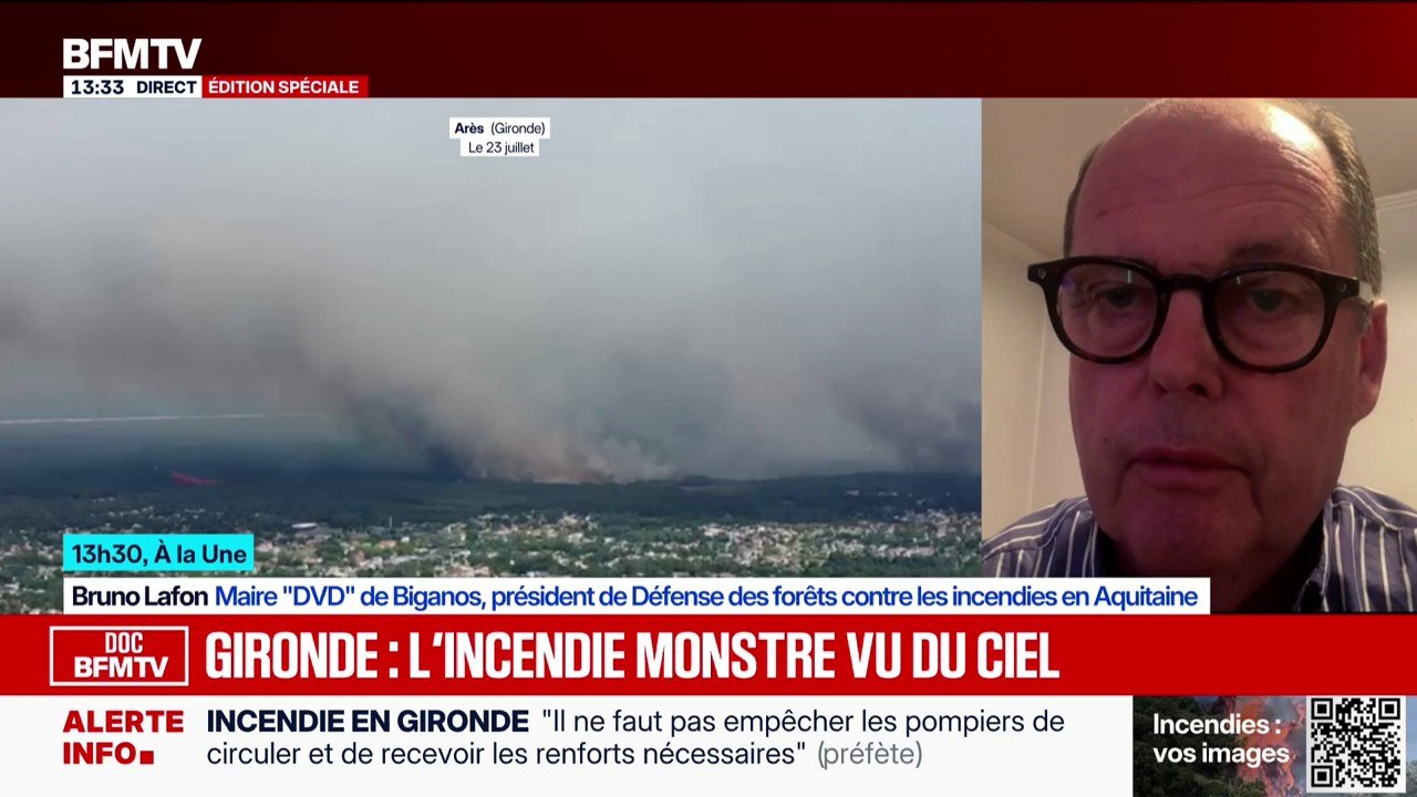 Incendie en Gironde: "Nous sommes dans une situation catastrophique", estime Bruno Lafon, maire (DVD) de Biganos