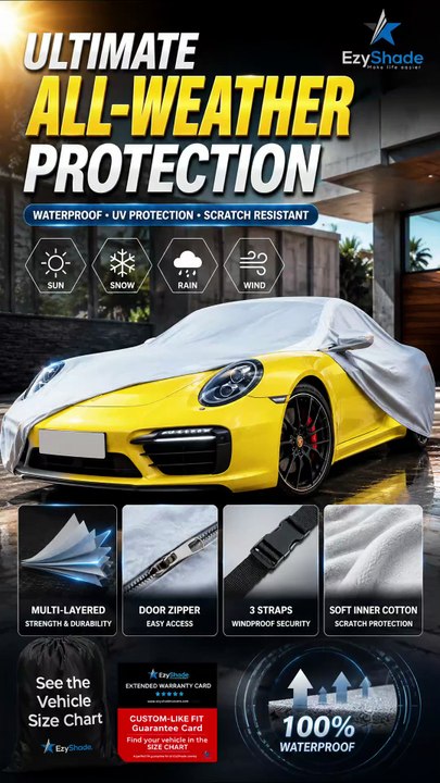 EzyShade Multi-Layer Waterproof Sports Car Cover |  All-Weather Outdoor Protection