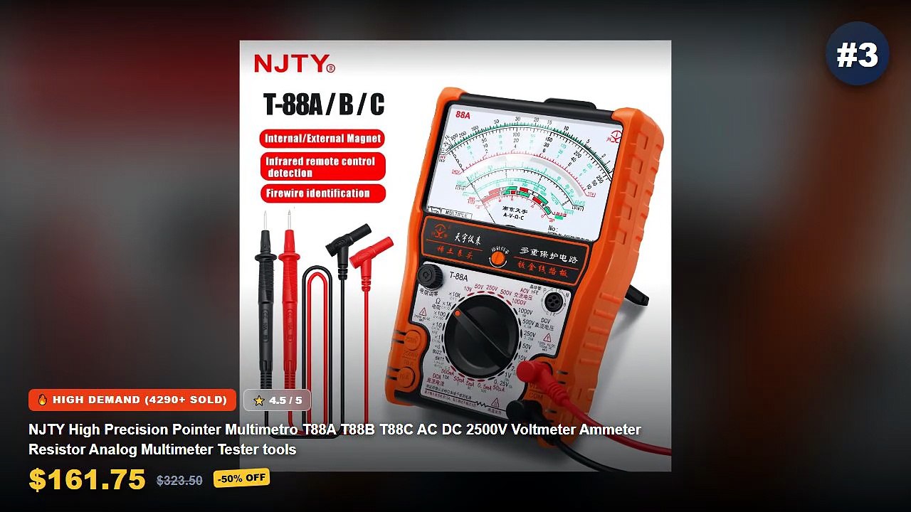 Amazing Aesthetic Multimeter You Need To See - NJTY S472 Pointer Multimeter Analog Multimetro 1000V Tester AC/DC Voltage...