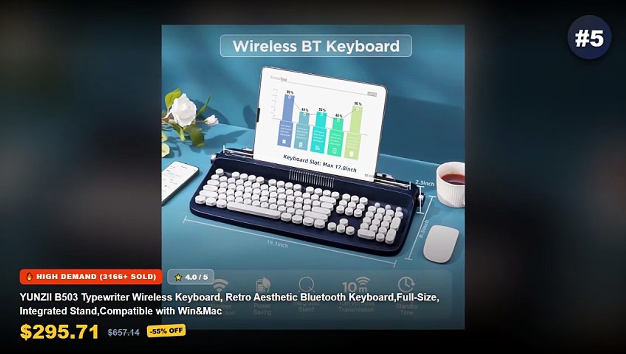 Don't Buy Aesthetic Laptop Stand Before Watching This! - YUNZII B503 Typewriter Wireless Keyboard, Retro Aesthetic Bluet...