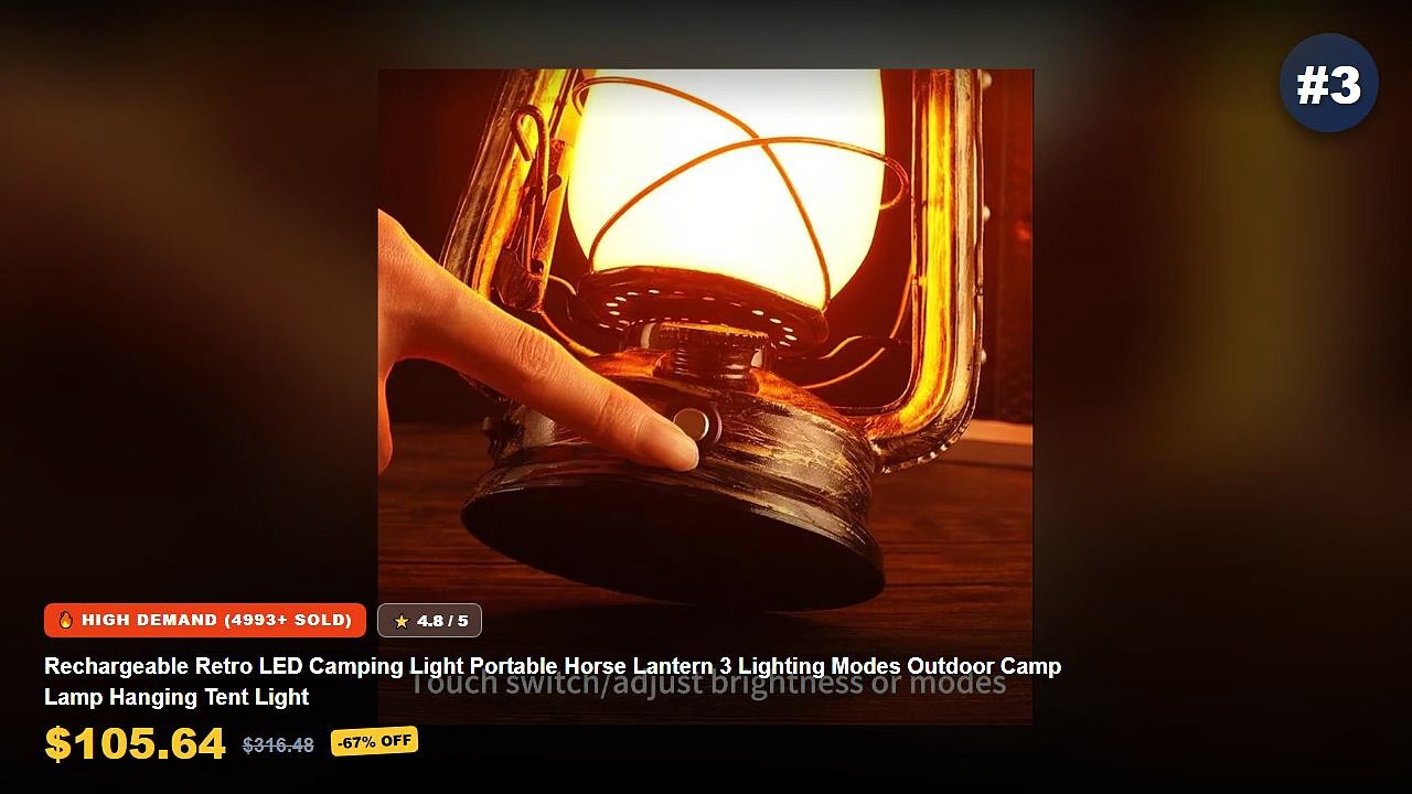 Top 5 Best Retro Camping Tent (Must Have!) - Portable Camping Lanterns Retro Hanging Tent Lamp Waterproof Dimmable Campi...