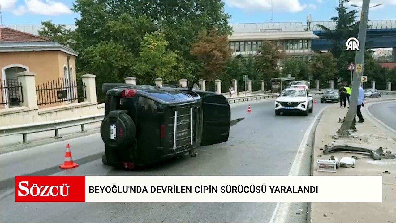 Beyoğlu'nda devrilen cipin sürücüsü yaralandı
