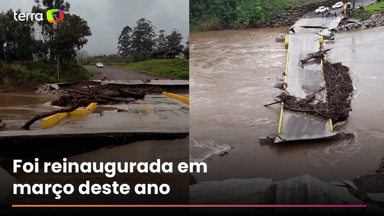 Chuva destrói, pela segunda vez, ponte reconstruída por moradores após enchentes de 2024 no RS