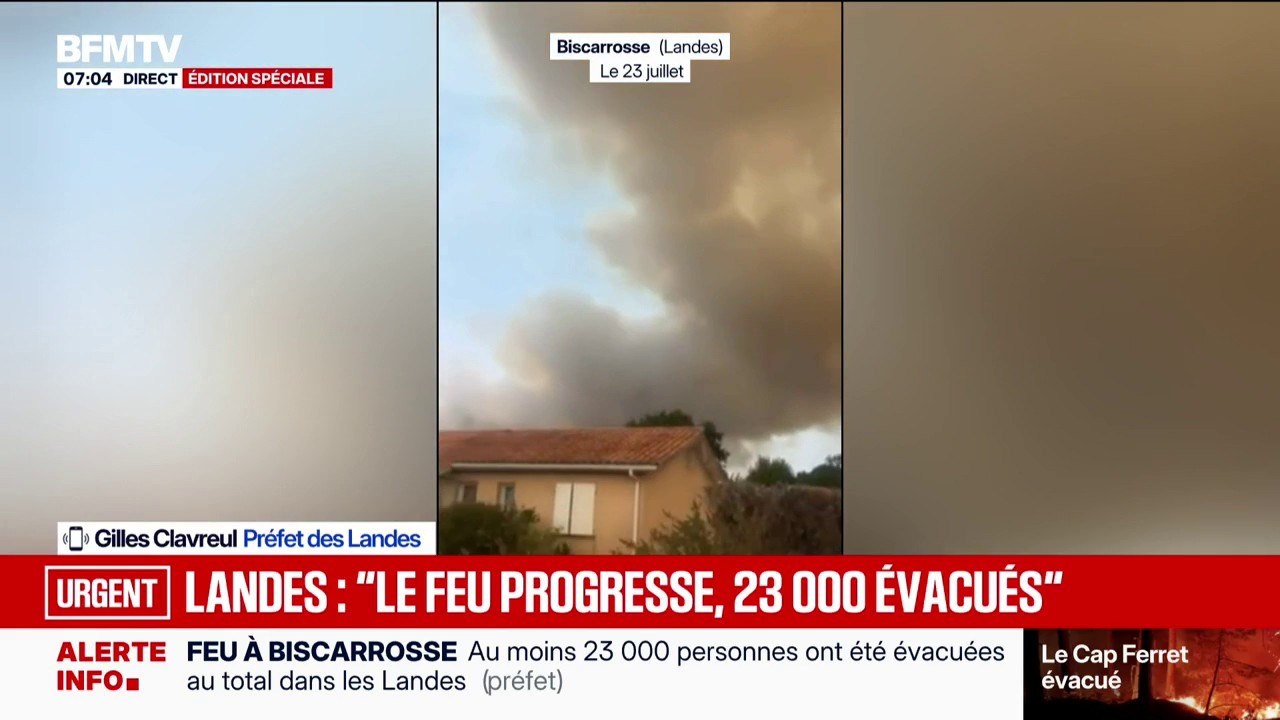 Incendie à Biscarrosse: "Le feu a continué à progresser vers les habitations (...) on arrive à 23.000 évacués", indique le préfet des Landes
