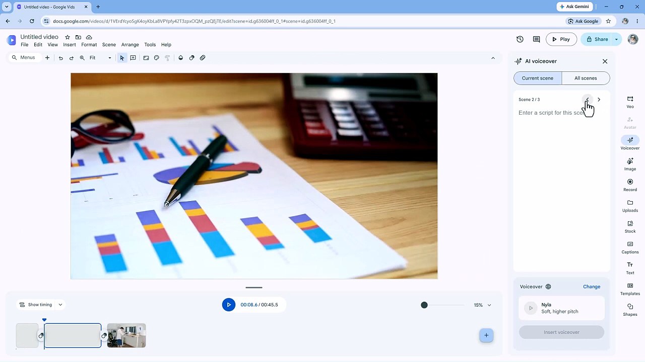 Google Vids 47 Writing Scripts Using the Script Panel